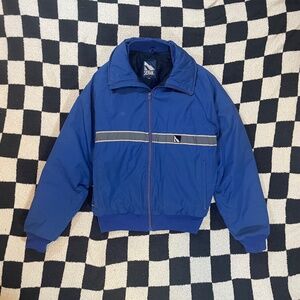 vintage 80's serac ski jacket coat blue striped size 40 made in usa